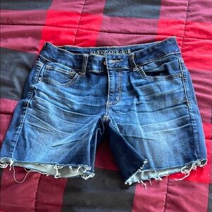 American Eagle Outfitters Blue Jean Shorts with Distressed Hem